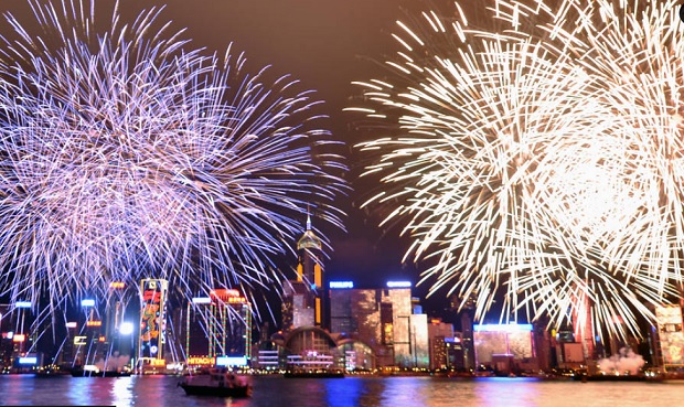 Chinese New Year Fireworks on Victoria Harbor