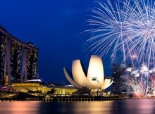 New Years Eve Fireworks on Marina Bay during countdown in Singapore