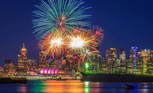 New Years Eve Fireworks in Vancouver Canada